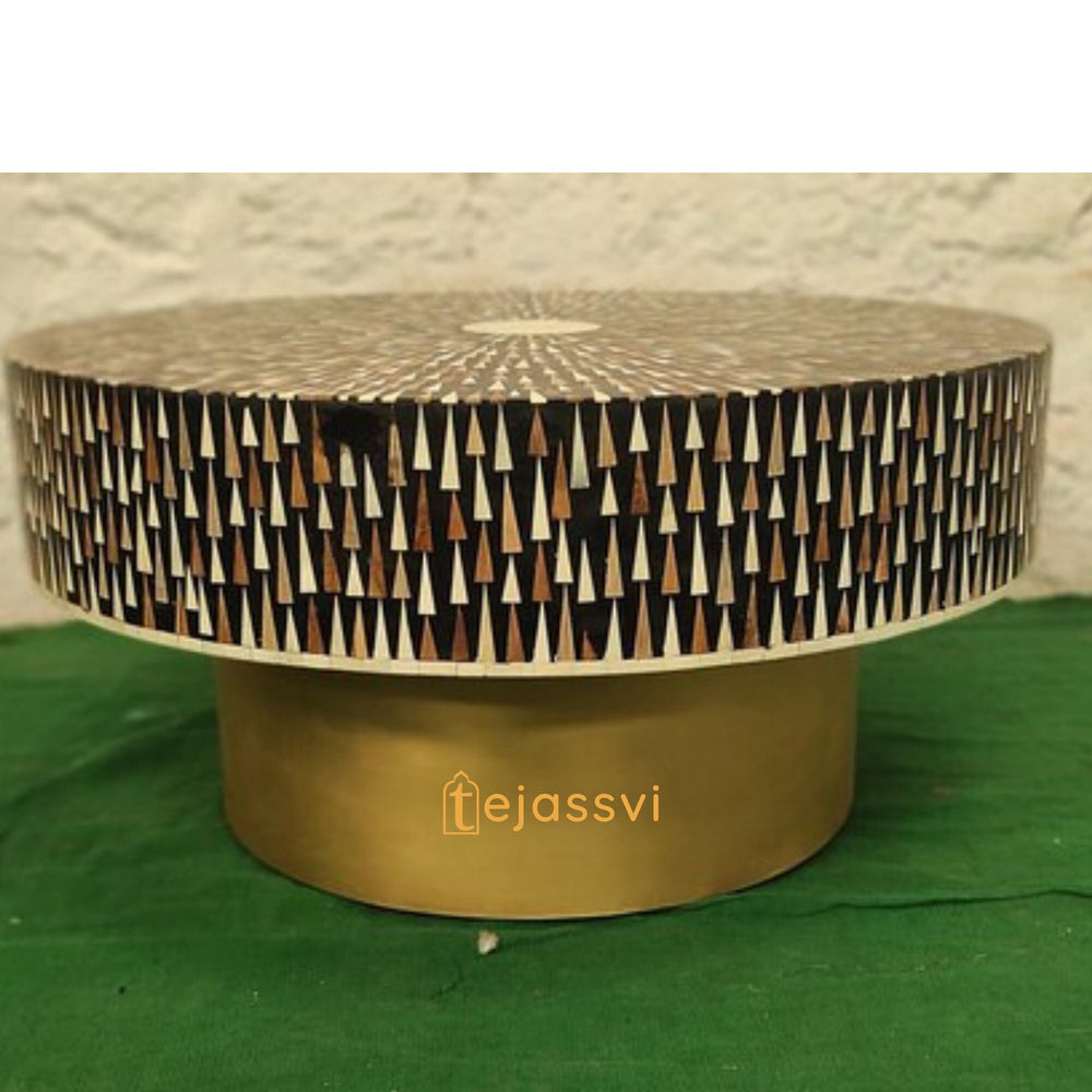 Handmade Bone Inlay Coffee Table / Round Coffee Table / Sun Ray design Centre Table / Cocktail Table / Modern Luxury furniture / Luxury Table.