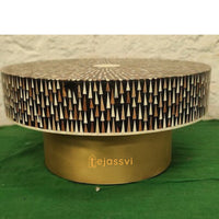 Handmade Bone Inlay Coffee Table / Round Coffee Table / Sun Ray design Centre Table / Cocktail Table / Modern Luxury furniture / Luxury Table.