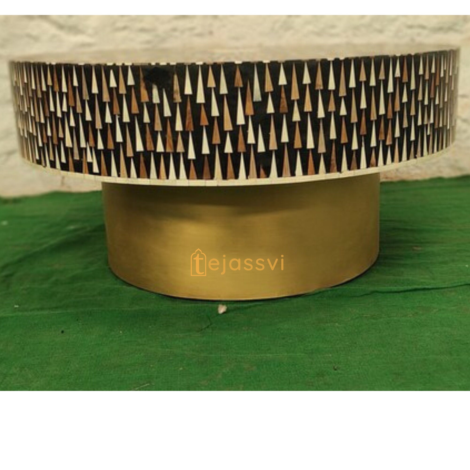 Handmade Bone Inlay Coffee Table / Round Coffee Table / Sun Ray design Centre Table / Cocktail Table / Modern Luxury furniture / Luxury Table.