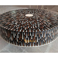 Handmade Bone Inlay Coffee Table / Round Coffee Table / Sun Ray design Centre Table / Cocktail Table / Modern Luxury furniture / Luxury Table.