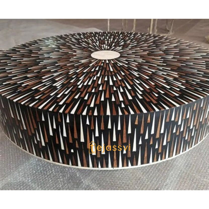 Handmade Bone Inlay Coffee Table, Round Coffee Table, Sun Ray design Centre Table, Cocktail Table, Modern Luxury furniture/Luxury Table.