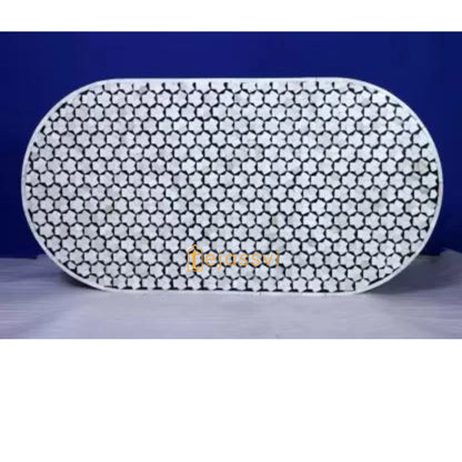 Honeycomb Design Centre Table Handmade Bone Inlay Oval Shape Coffee Table ,BONE INLAY TABLE, Oval Coffee Table, , Bone Inlay Cocktail Table.