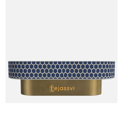 Wooden Oval Shape Coffee Table, BONE INLAY TABLE, Oval Shape Coffee Table, Strip Design Centre Table, Bone Inlay Furniture Cocktail Table...