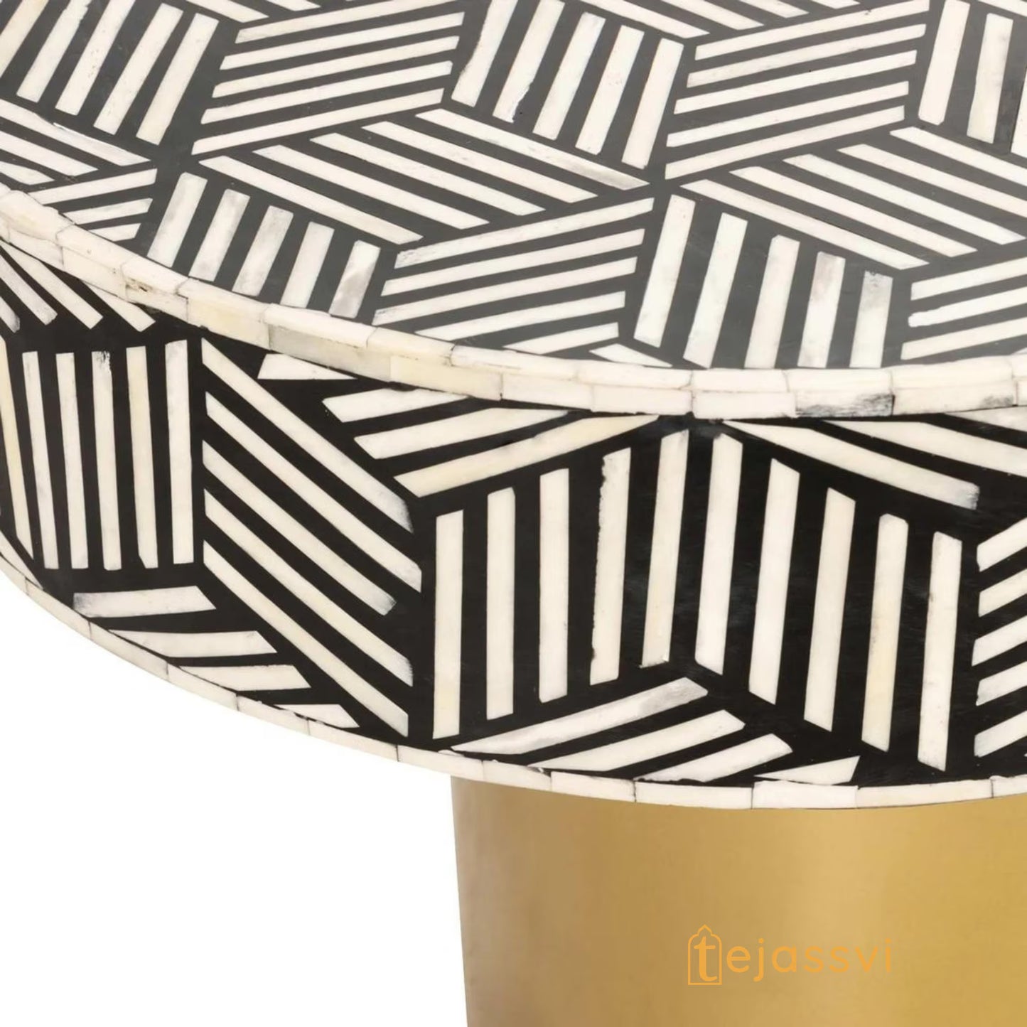 Wooden Oval Shape Coffee Table, BONE INLAY TABLE, Oval Shape Coffee Table, Strip Design Centre Table, Bone Inlay Furniture Cocktail Table...