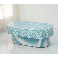 Bone Inlay Coffee Table / Wooden Oval Shape Coffee Table / Bone Inlay Floral Design Centre Table  / Bone Inlay Furniture Cocktail Table.