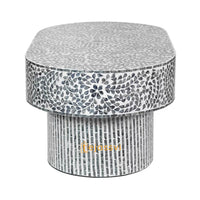 Modern Luxury Oval Shape Wood Coffee Table / Mother of Pearl Centre Table / Floral Design Cocktail Table / MOP Inlay Furniture / Bone Inlay Tea Table.