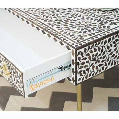 Bone Inlay Wooden Coffee Table/MOP Bone Inlay Oval Shape Coffee Table/Oval Coffee Table/Floral Design Centre Table/Bone Inlay Cocktail Table