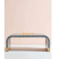 Bone Inlay Strip Design Coffee Table / Bone Inlay Wooden Modern Coffee Table Furniture / Bone Inlay Curved Coffee Table.