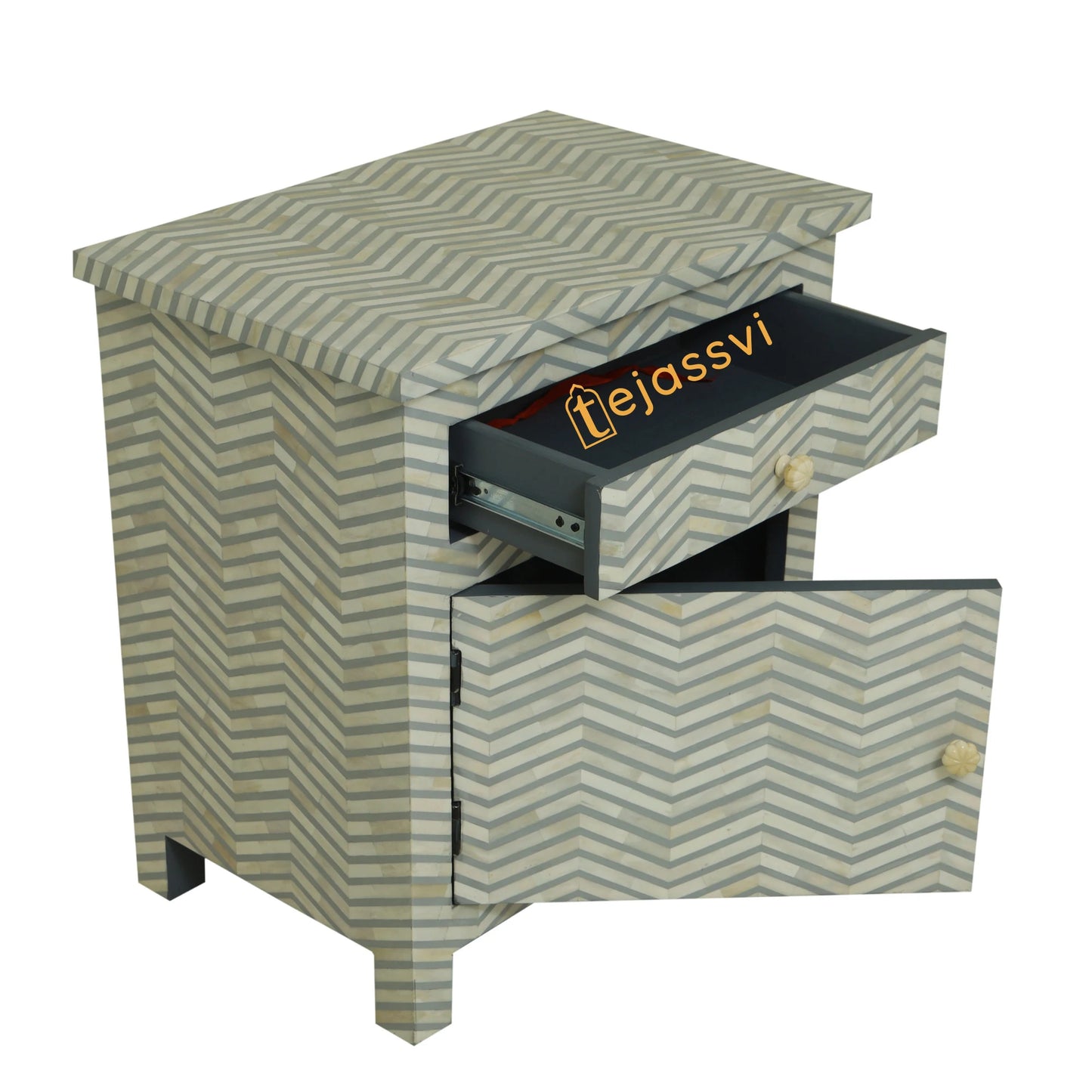 Handmade Bone Inlay Inlay Wooden Floral Sideboard, Bone Inlay Bedside table,Geometric Bedside 1 drawer 1 door sage,Storage Cabinet , Console