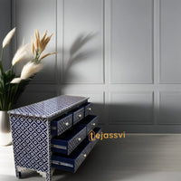 Bone Inlay Floral Pattern Chest of 7 Drawer / Wooden 7 Drawer Dresser / Wooden Bone Inlay Chest of Drawers / MOP Bone Inlay Furniture Sideboard Unit.