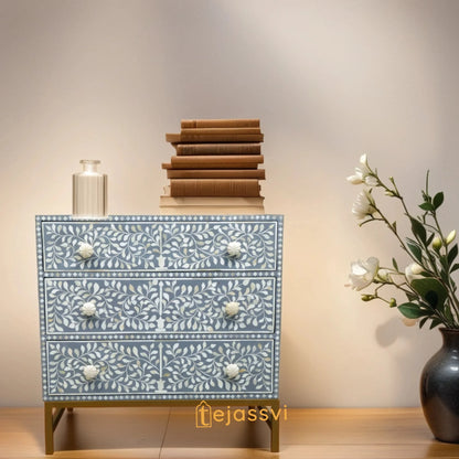 Handmade Bone Inlay Waterfall 3 Drawers Black/Bone Inlay Waterfall 3 Drawers Dresser Table Black/Bone Inlay Storage Unit/Wooden Side Boards.