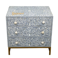 Handmade Bone Inlay Waterfall 3 Drawers Sideboards / Bone Inlay Waterfall 3 Drawers Dresser Table / Bone Inlay Storage Unit / Wooden Side Boards.