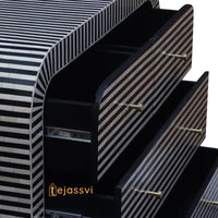 Handmade Bone Inlay Waterfall 3 Drawers / Bone Inlay Waterfall 3 Drawers Dresser Table / Bone Inlay Storage Unit / Wooden Side Boards.