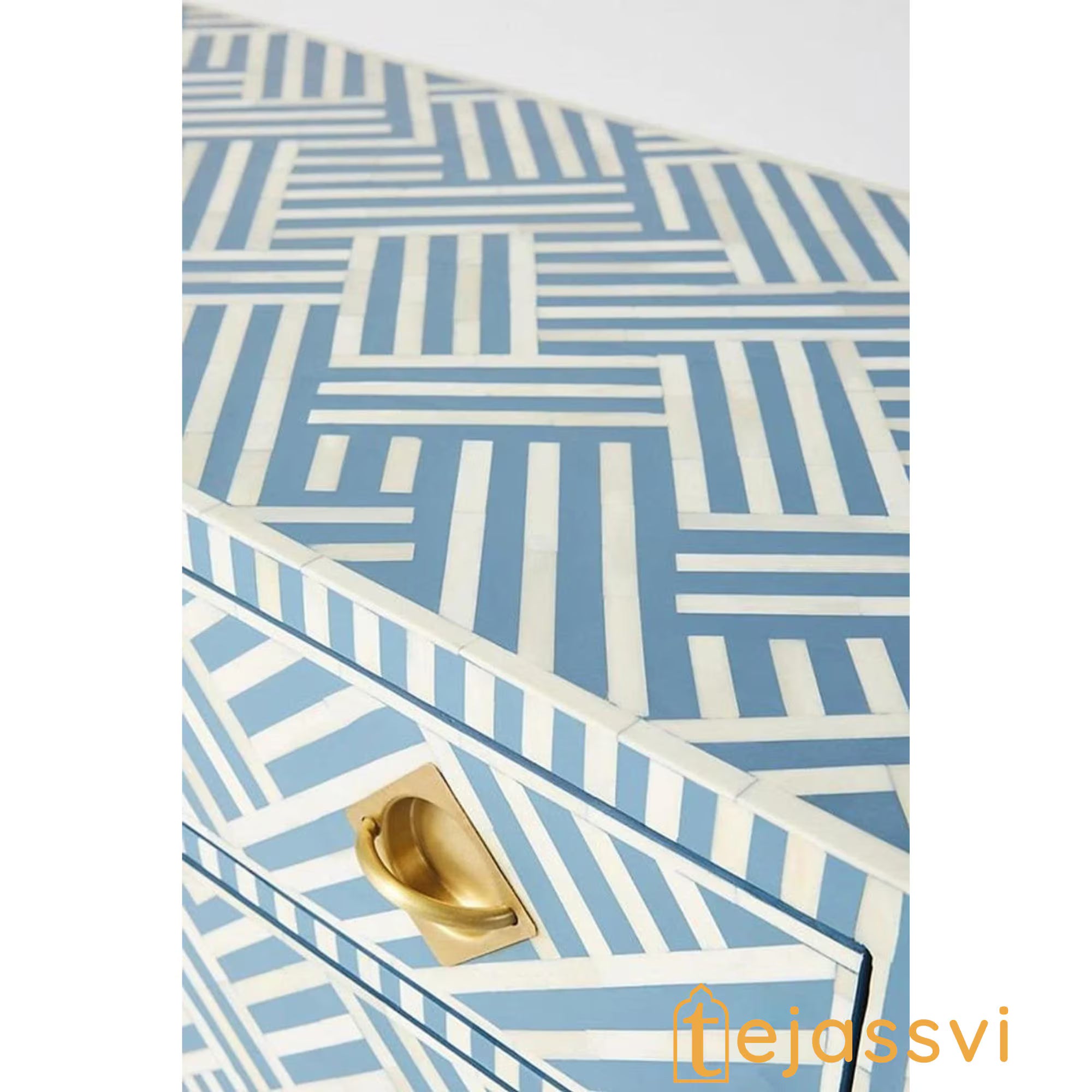 Wooden Bone Inlay stripe Design Chest of 3 Drawers / Bone Inlay Dresser / Bone Inlay Sideboard / Bone Inlay Furniture / Bone Inlay Cabinet.