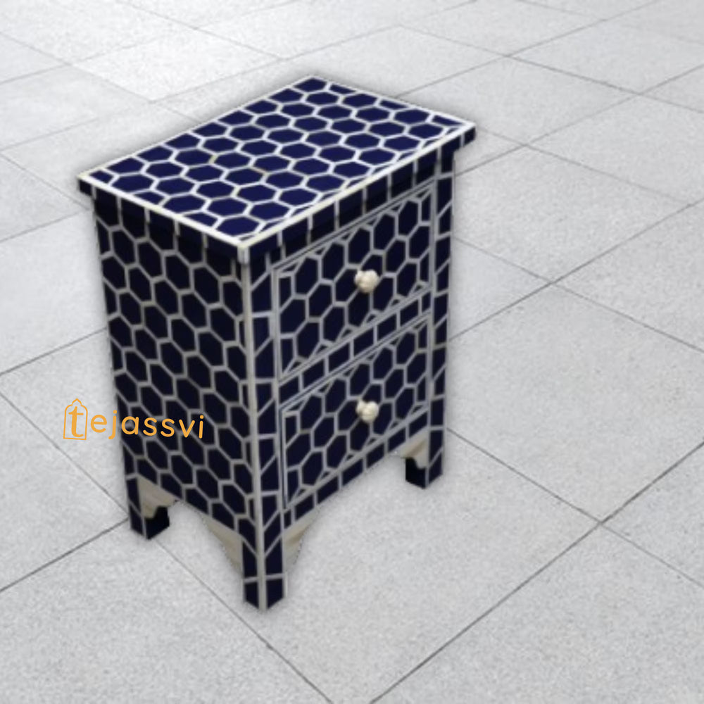 Handmade Bone Inlay Chest of 2 Drawer | Buffet | Bone Inlay Bedside | Wooden Modern Floral Bedside | Side Table | Nightstand 2 Drawer Bone Inlay.