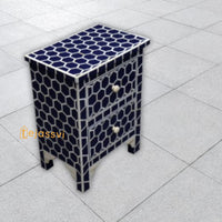 Handmade Bone Inlay Chest of 2 Drawer | Buffet | Bone Inlay Bedside | Wooden Modern Floral Bedside | Side Table | Nightstand 2 Drawer Bone Inlay.