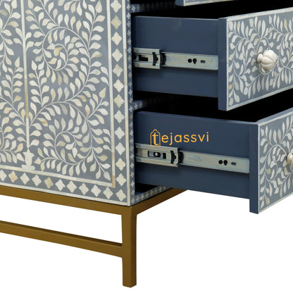 Handmade Bone Inlay Waterfall 3 Drawers Black/Bone Inlay Waterfall 3 Drawers Dresser Table Black/Bone Inlay Storage Unit/Wooden Side Boards.