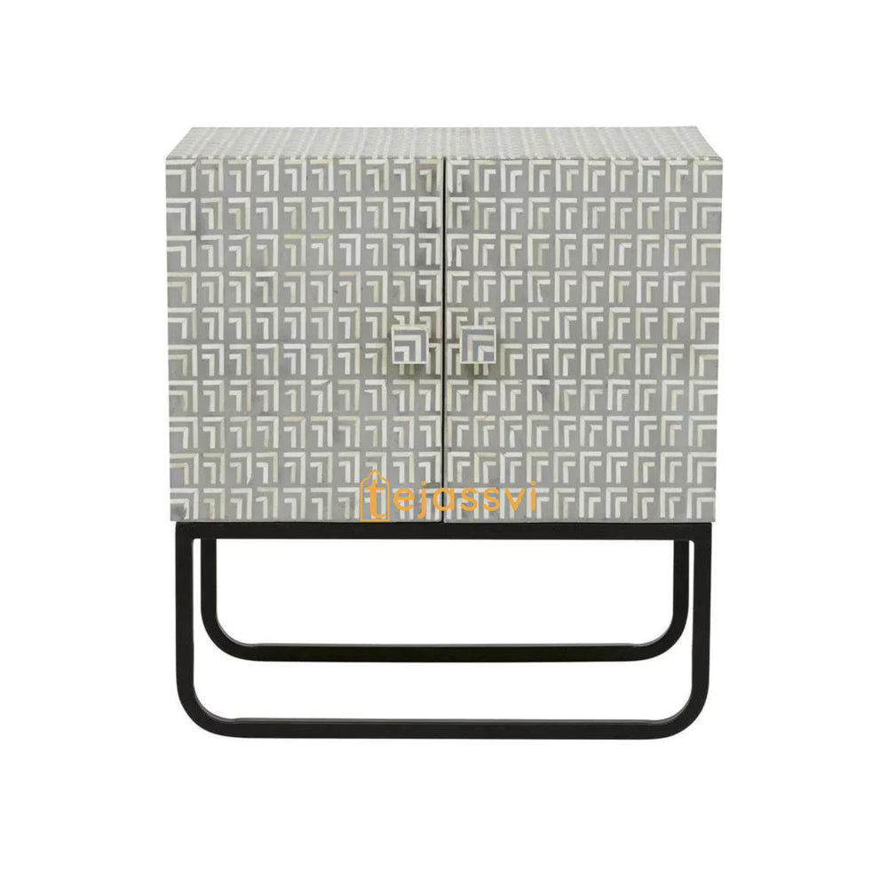 Handmade Bone Inlay Bedside Table Modern Orleans Nightstand / Console / Sideboards / Cabinet Bone Inlay Furniture.