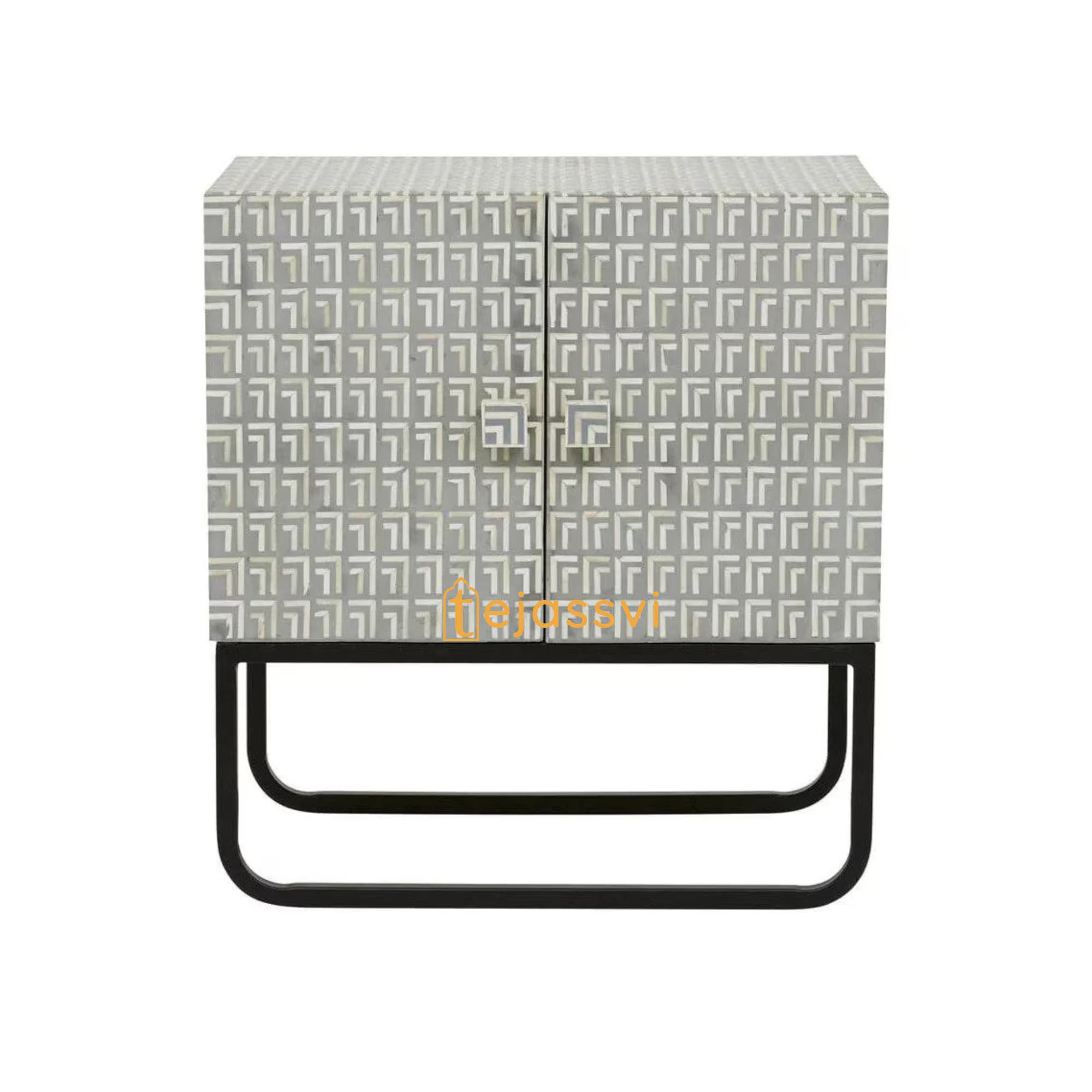 Handmade Bone Inlay Bedside Table Modern Orleans Nightstand / Console / Sideboards / Cabinet Bone Inlay Furniture.