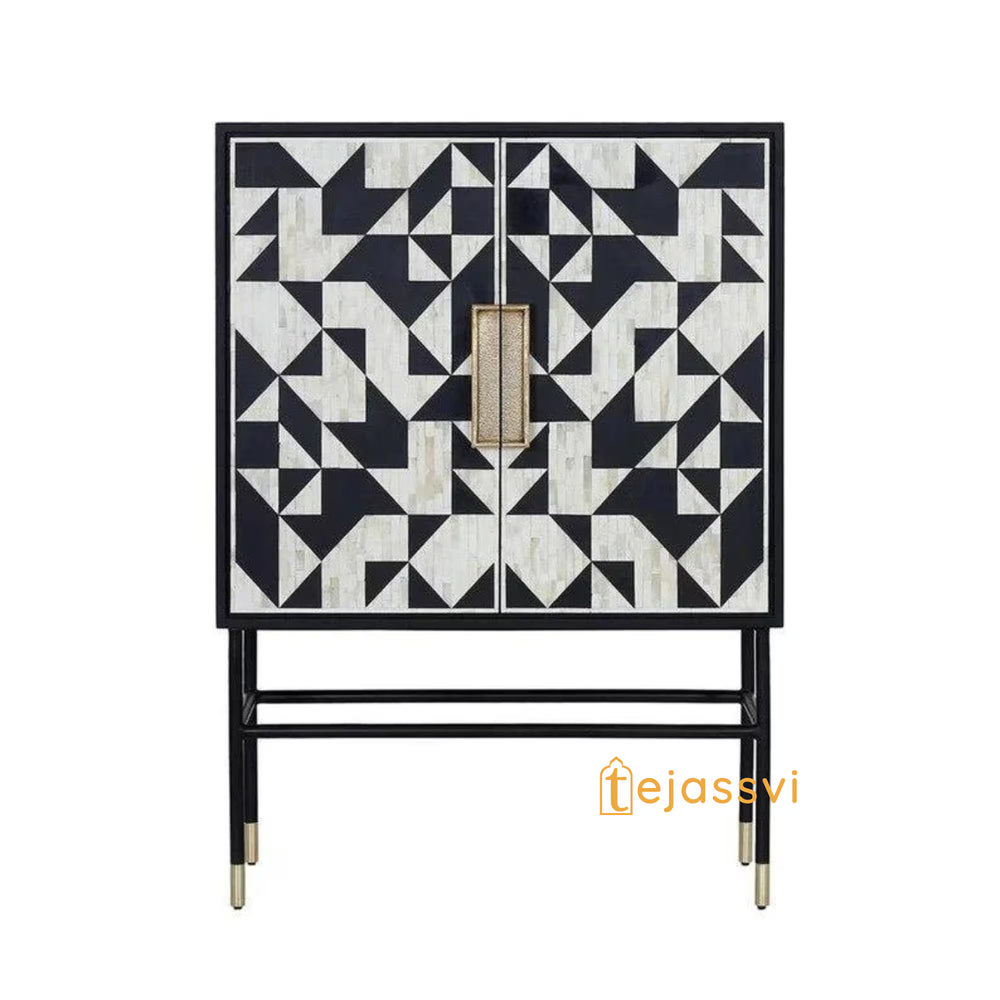 Handmade Bone Inlay luxury Bar cabinet | Storage Unit and Table | Bone Inlay Beer Storage Furniture.