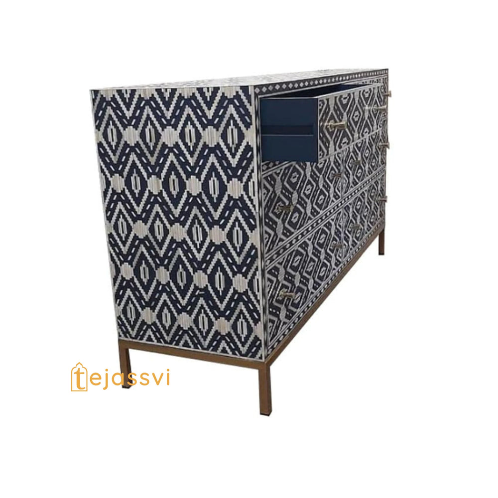 Bone Inlay Diamond Pattern 6-Drawer / Bone Inlay Sideboards / Bone Inlay Console / Bone Inlay Furniture.