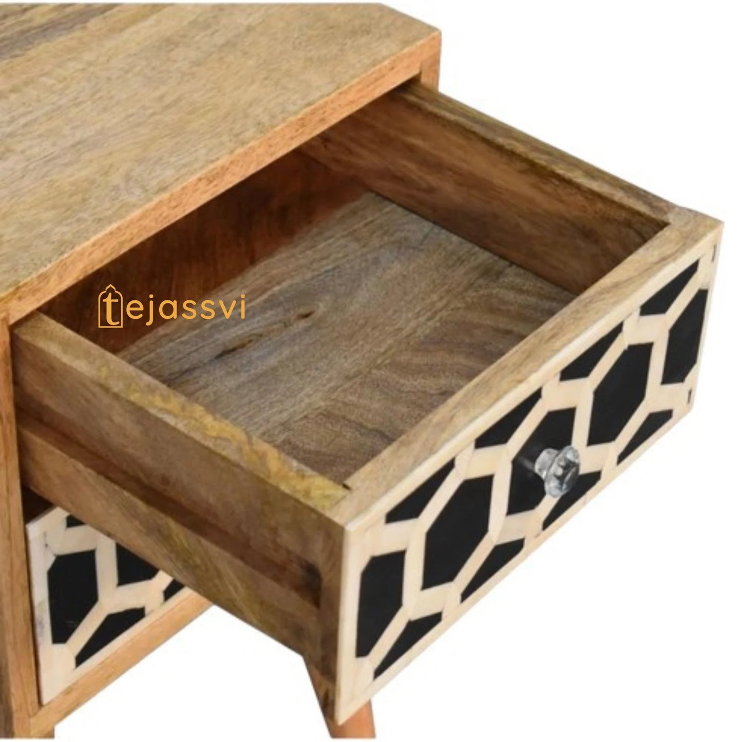 Handmade Bone Inlay Bedside Table: Mango Wood Nightstand and bone inlay bedside table / wooden bedside table / bone inlay 2 drawer bedside .