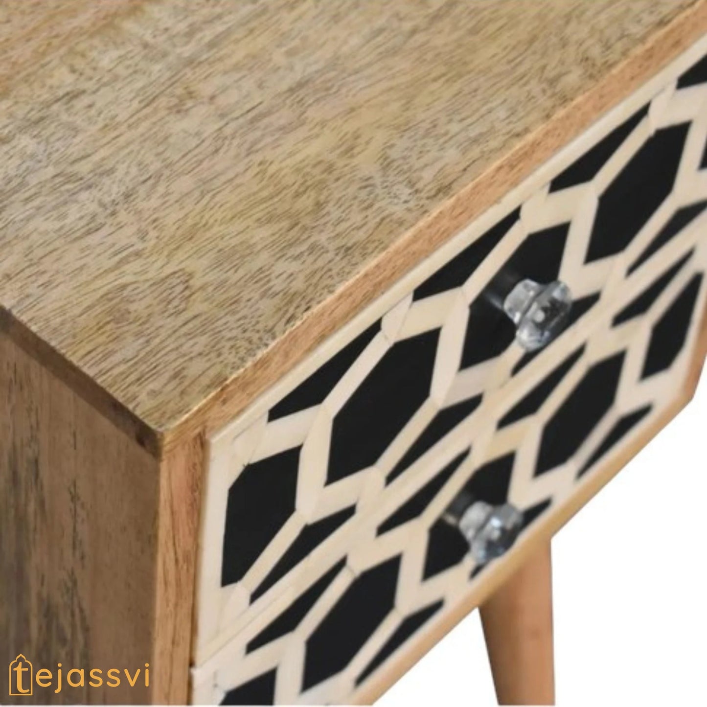 Handmade Bone Inlay Bedside Table: Mango Wood Nightstand and bone inlay bedside table / wooden bedside table / bone inlay 2 drawer bedside .