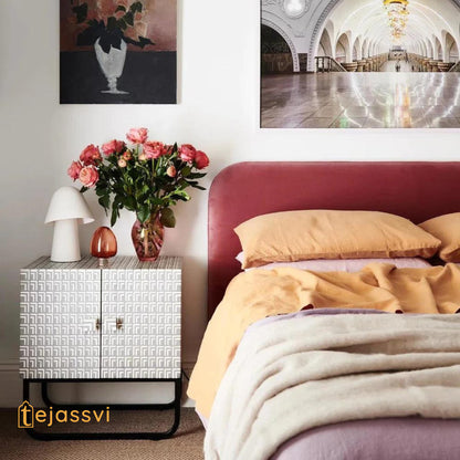 Handmade Bone Inlay Bedside Table: Modern Orleans Nightstand/ console/sideboards/cabinet bone inlay furniture