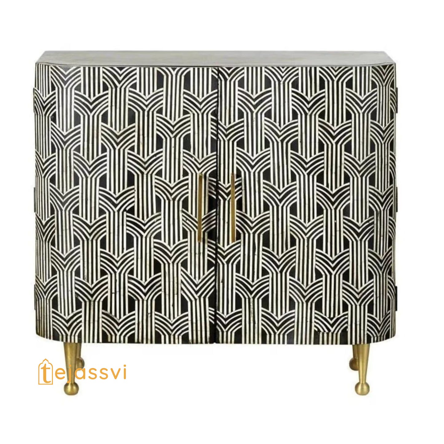 Handmade Bone Inlay Cabinet: Vintage Bohemian Storage Console/Bone inlay Cabinet/bone inlay luxury furniture