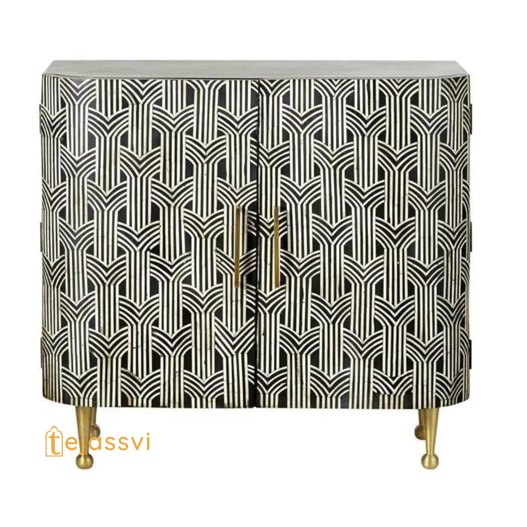 Handmade Bone Inlay Cabinet Vintage Bohemian Storage Console / Bone inlay Cabinet / Bone Inlay Luxury Furniture.