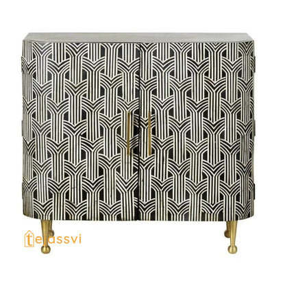 Handmade Bone Inlay Cabinet: Vintage Bohemian Storage Console/Bone inlay Cabinet/bone inlay luxury furniture