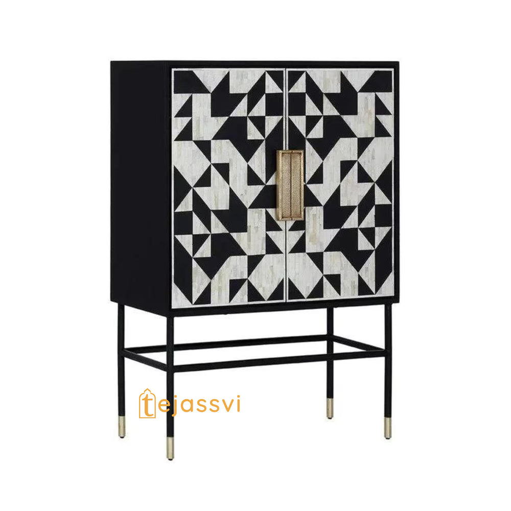 Handmade Bone Inlay luxury Bar cabinet | Storage Unit and Table | Bone Inlay Beer Storage Furniture.
