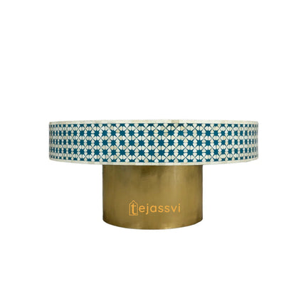 BONE Inlay Round Coffee Table / Centre Table, Bone Inlay green Round Coffee Table Handmade Bone Inlay Modern Pattern Furniture