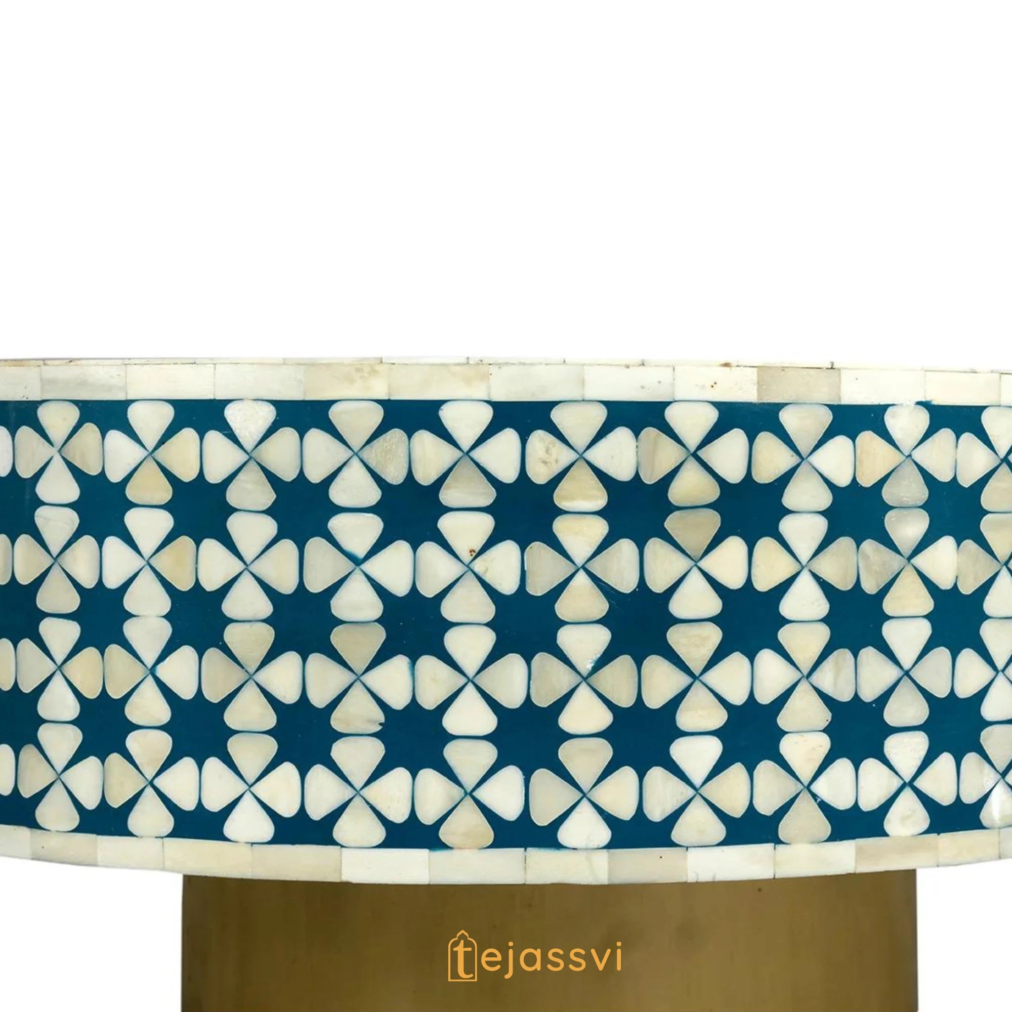 Bone Inlay Round Coffee Table / Round Centre Table / Bone Inlay Round Coffee Table / Handmade Bone Inlay Modern Pattern Furniture Cocktail Table.