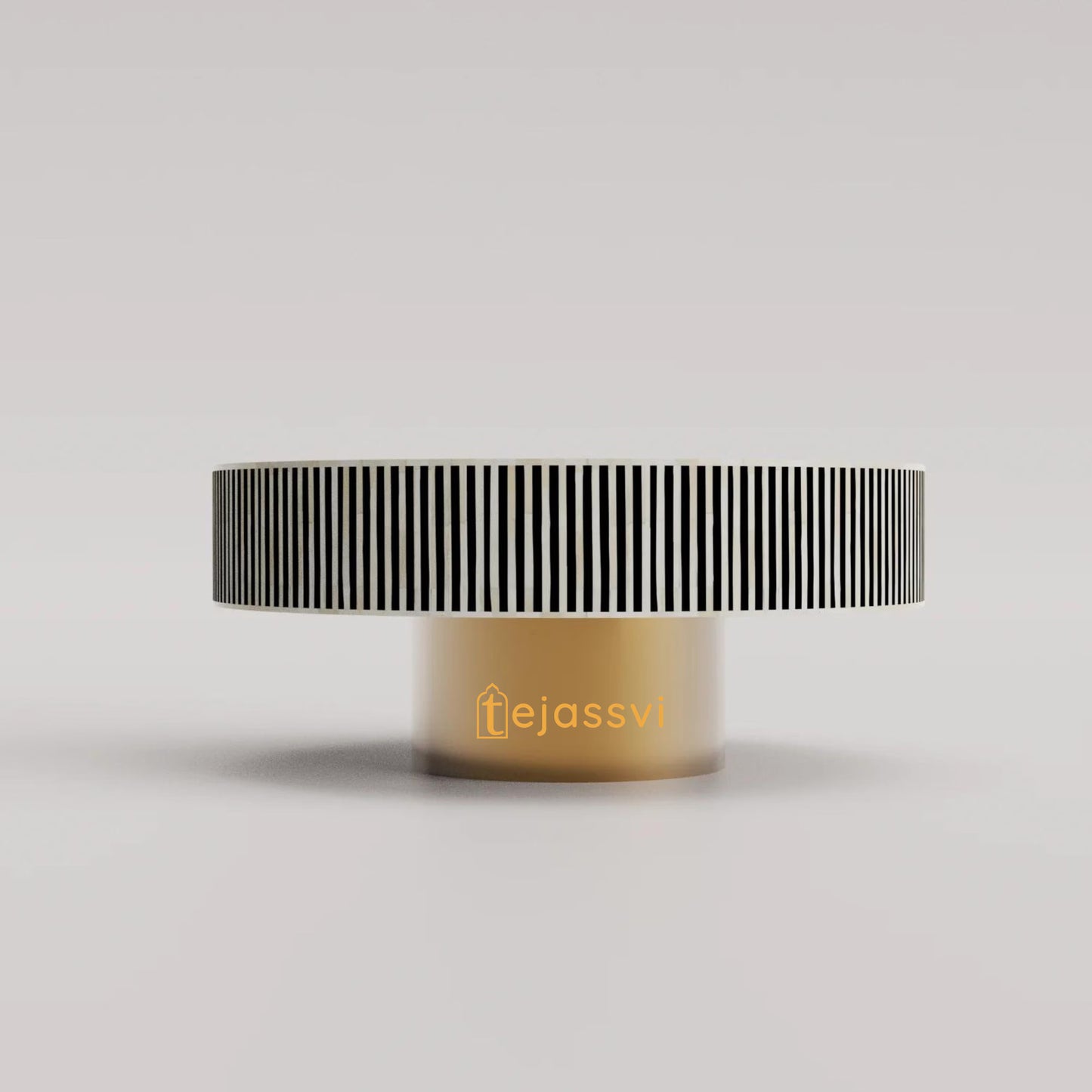 BONE Inlay Round Coffee Table / Centre Table, Bone Inlay Unique black Round Coffee Table Handmade Bone Inlay Modern Pattern Furniture