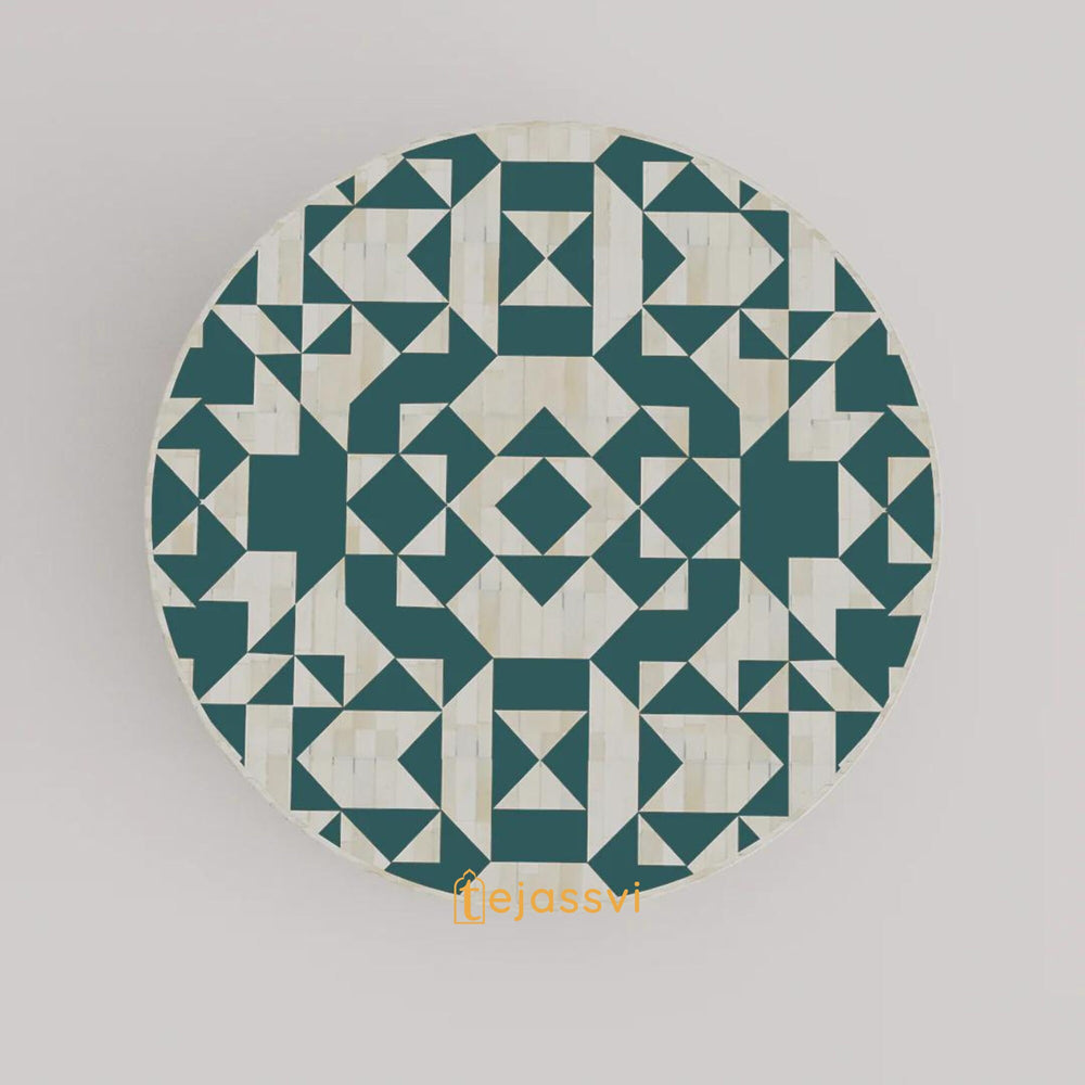 Bone Inlay Round Coffee Table / Round Centre Table / Bone Inlay Round Coffee Table / Handmade Bone Inlay Modern Pattern Furniture Cocktail Table.