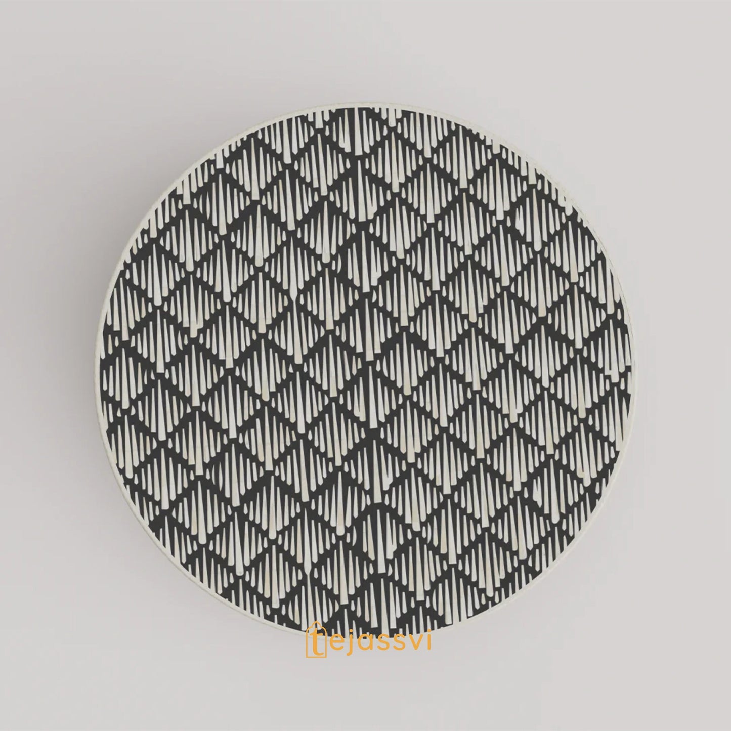 BONE Inlay Round Coffee Table/Centre Table, Bone Inlay Stripe Round Coffee Table Handmade Bone Inlay Modern Pattern Furniture Cocktail Table