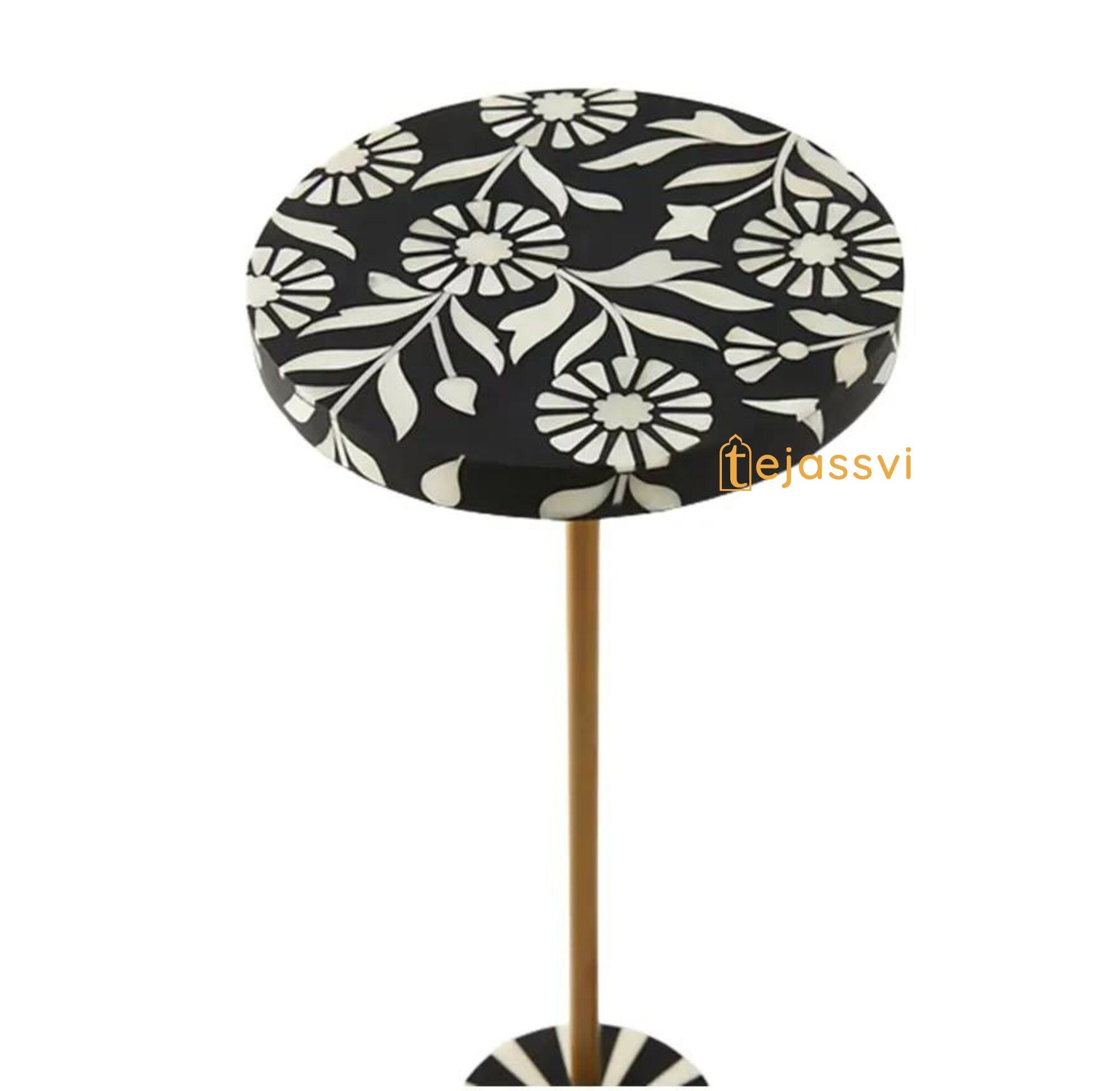Handmade Bone Inlay Side Table And Floral Design Side Table Luxury furniture