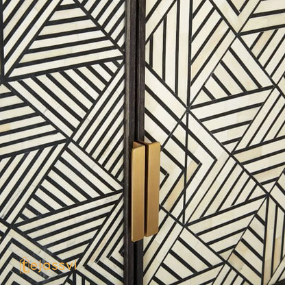 Handmade Bone Inlay Bar Cabinet: Geometric Storage Console Table / bone inlay bar cabinet and bone inlay luxury furniture.