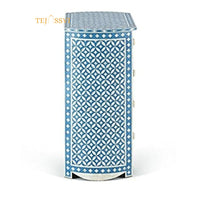 Bone Inlay Four Drawers Semi Round Geometric Pattern Design Bedside Table / Nightstand Table / Bone Inlay Side Table / Bone Inlay chest of Drawers.