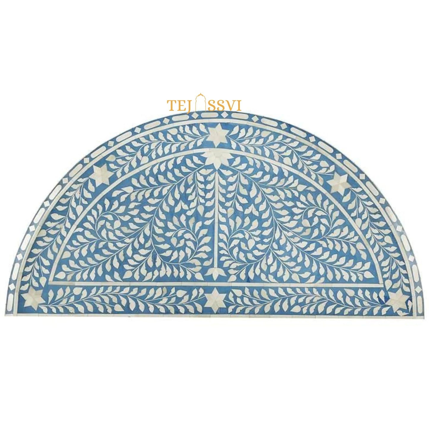 Handmade Bone Inlay Console Table, BONE INLAY TABLE, Semi-Round Coffee Table, Floral design bedside Table, Bone Inlay Cocktail Table