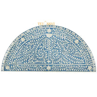 Handmade Bone Inlay Bedside Table, Bone Inlay Table, Semi-Round Coffee Table, Floral design bedside Table, Bone Inlay Cocktail Table