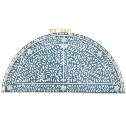 Handmade Bone Inlay Console Table, BONE INLAY TABLE, Semi-Round Coffee Table, Floral design bedside Table, Bone Inlay Cocktail Table