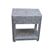 Mother of Pearl Inlay Floral 1 Drawer 1 Shelf Bedside Table / Bone Inlay Wooden Floral Bedside / Bone Inlay Side table / Nightstand 1 Drawer.