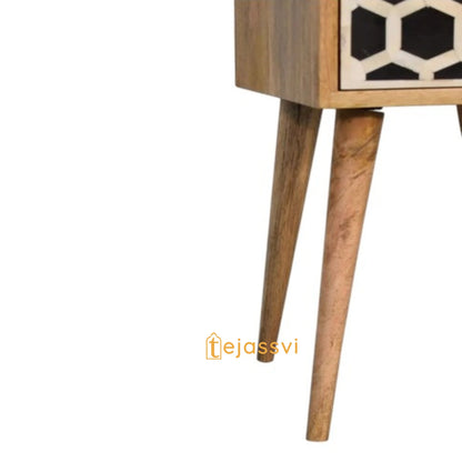 Handmade Bone Inlay Bedside Table: Mango Wood Nightstand and bone inlay bedside table / wooden bedside table / bone inlay 2 drawer bedside .