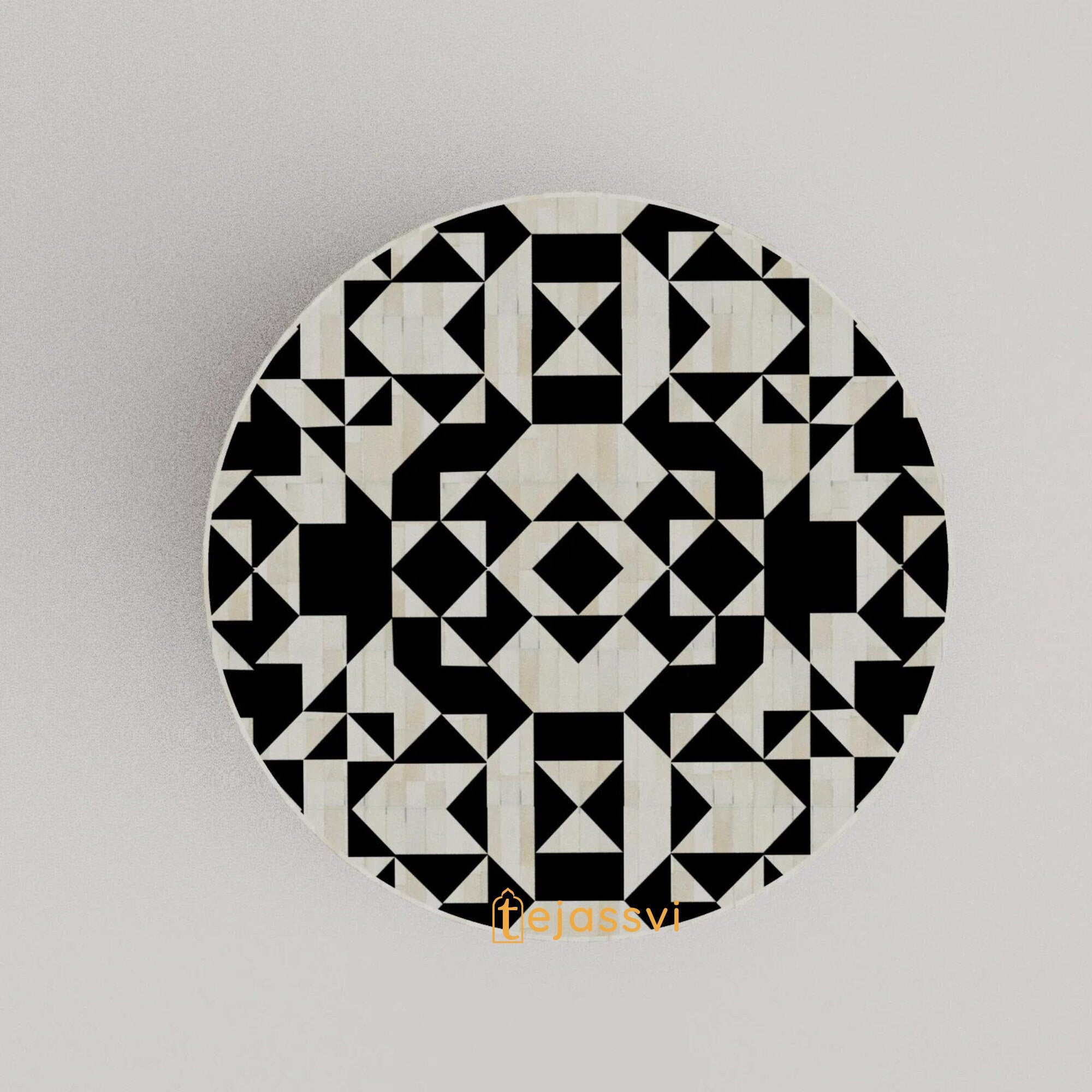 Bone Inlay Round Coffee Table / Round Centre Table / Bone Inlay Round Coffee Table / Handmade Bone Inlay Modern Pattern Furniture Cocktail Table.
