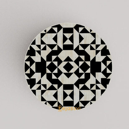 BONE Inlay Round Coffee Table / Centre Table, Bone Inlay Unique black Round Coffee Table Handmade Bone Inlay Modern Pattern Furniture