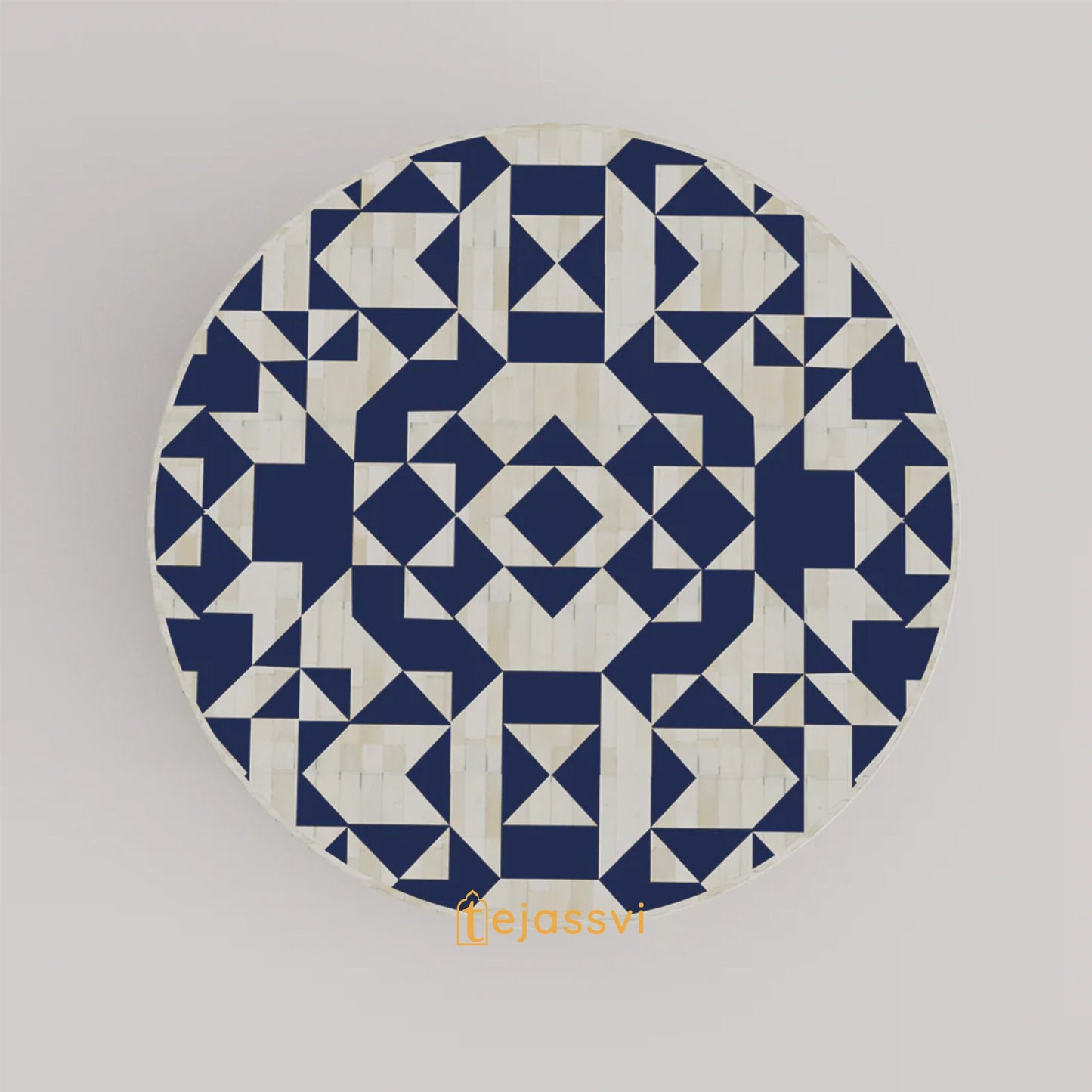 BONE Inlay Round Coffee Table / Centre Table, Bone Inlay Unique black Round Coffee Table Handmade Bone Inlay Modern Pattern Furniture