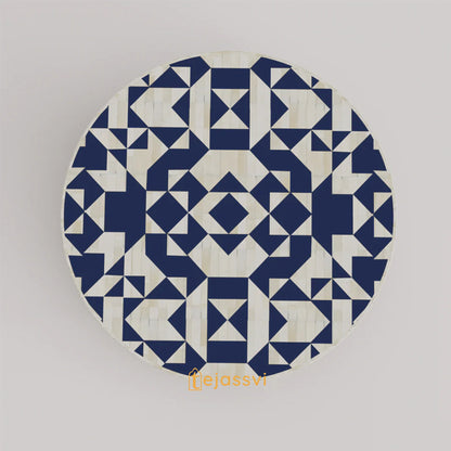 BONE Inlay Round Coffee Table / Centre Table, Bone Inlay Unique black Round Coffee Table Handmade Bone Inlay Modern Pattern Furniture
