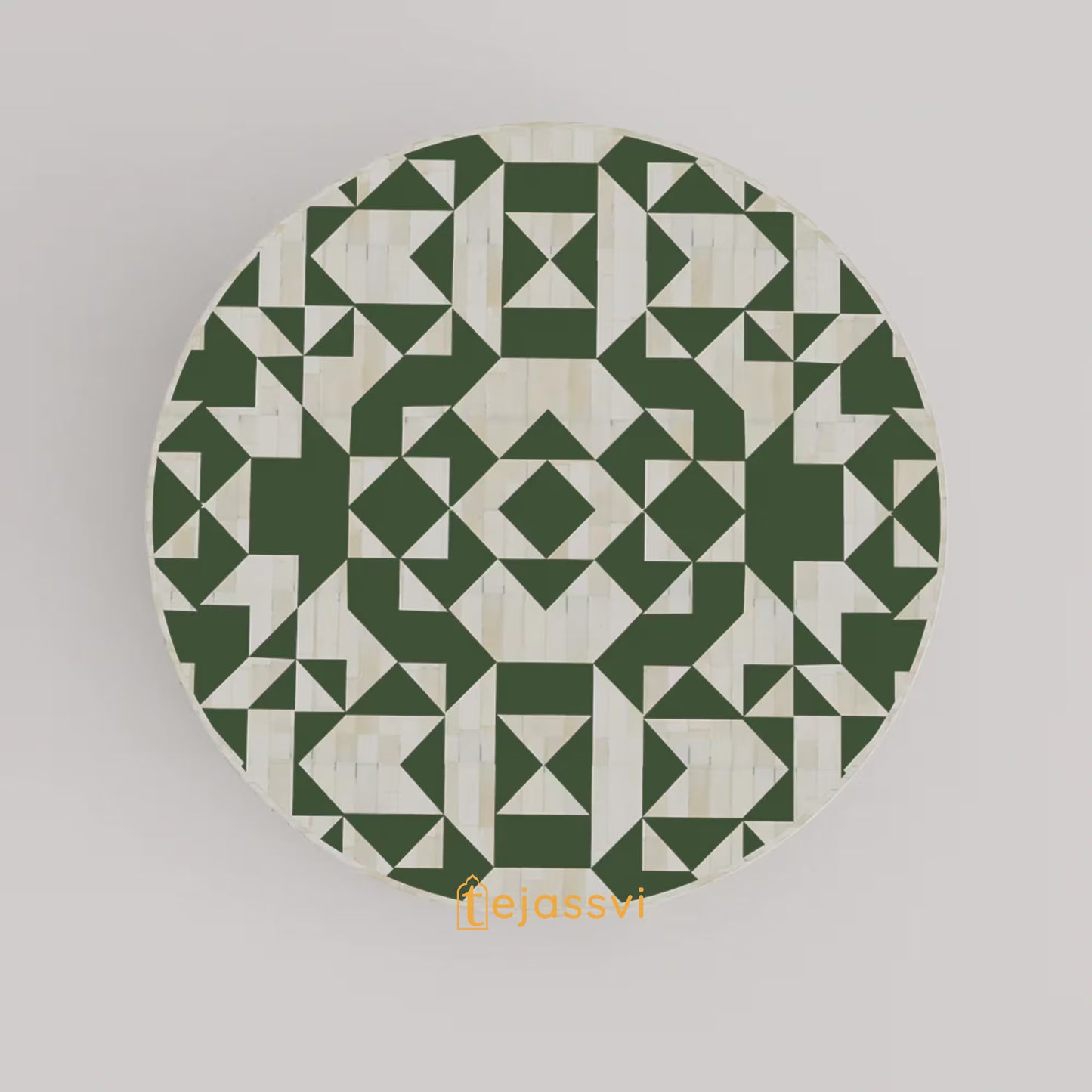 BONE Inlay Round Coffee Table / Centre Table, Bone Inlay Unique black Round Coffee Table Handmade Bone Inlay Modern Pattern Furniture